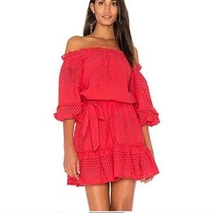 Parker Haven Off The Shoulder Eyelet Dress